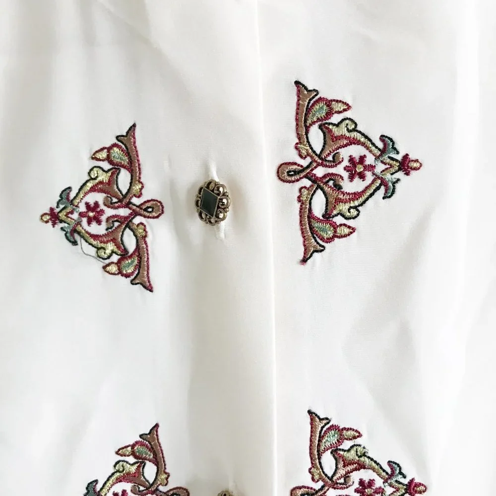 Koret Vintage Cream Victorian Embellished Blouse - Picture 4 of 9
